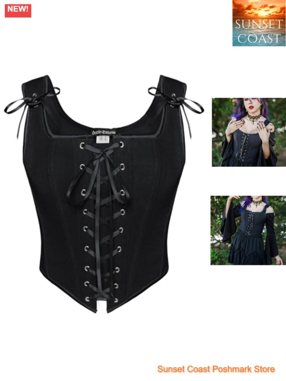 Renaissance Corset Top Lace Up Overbust Bustier